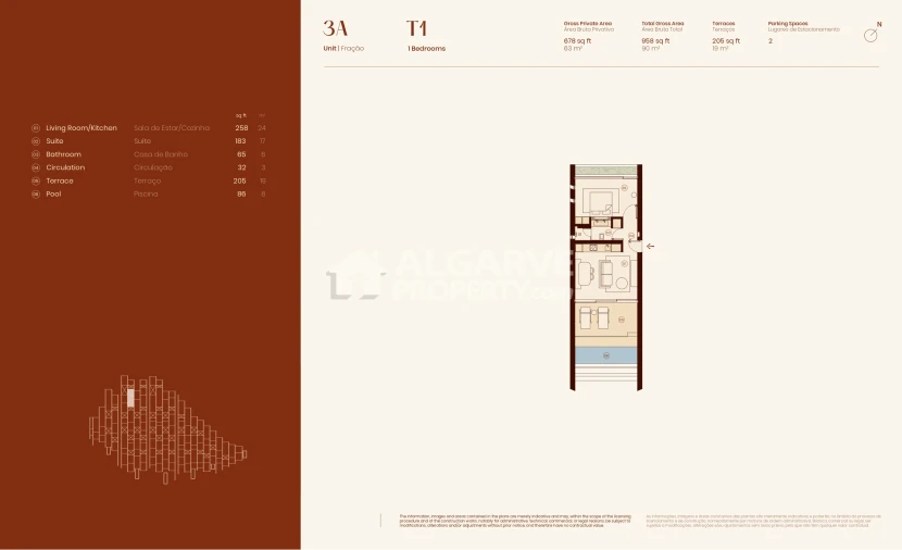 Apartamento T1 para Venda em Lagos (São Sebastião e Santa Maria) Planta 1