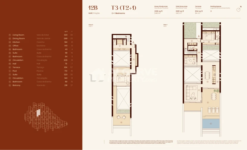 Apartamento T3 para Venda em Lagos (São Sebastião e Santa Maria) Planta 1