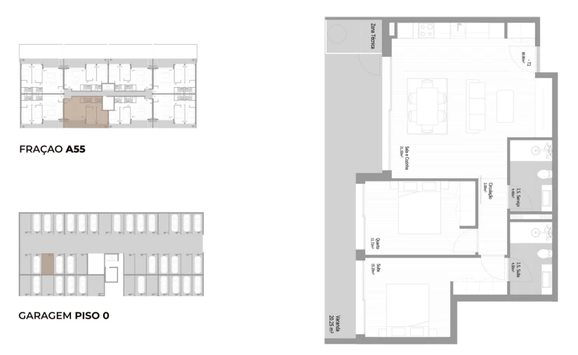 Apartamento T2 para Venda em Fânzeres e São Pedro da Cova Planta 3