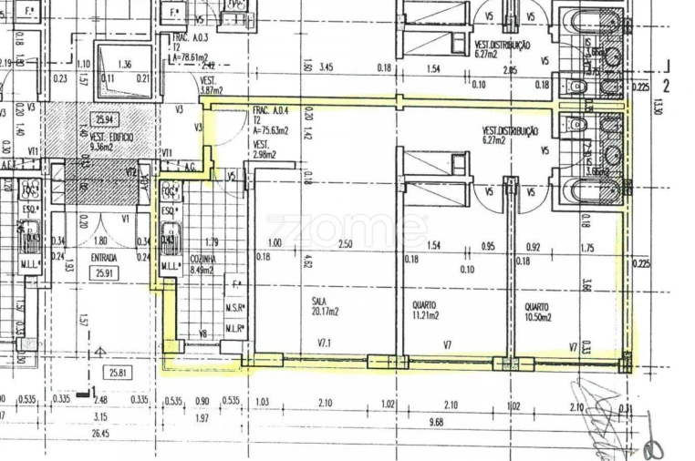 Apartamento T2 para Venda em Ponta Delgada (São Pedro) Planta 1