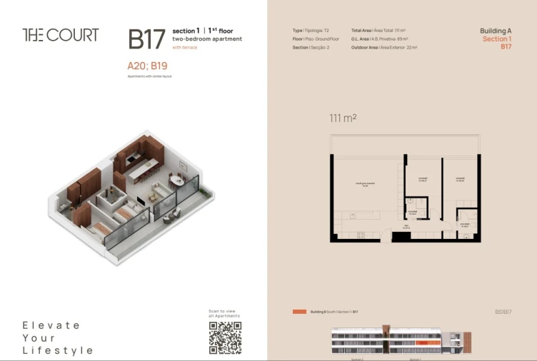 Apartamento T2 para Venda em Lagoa e Carvoeiro Planta 1