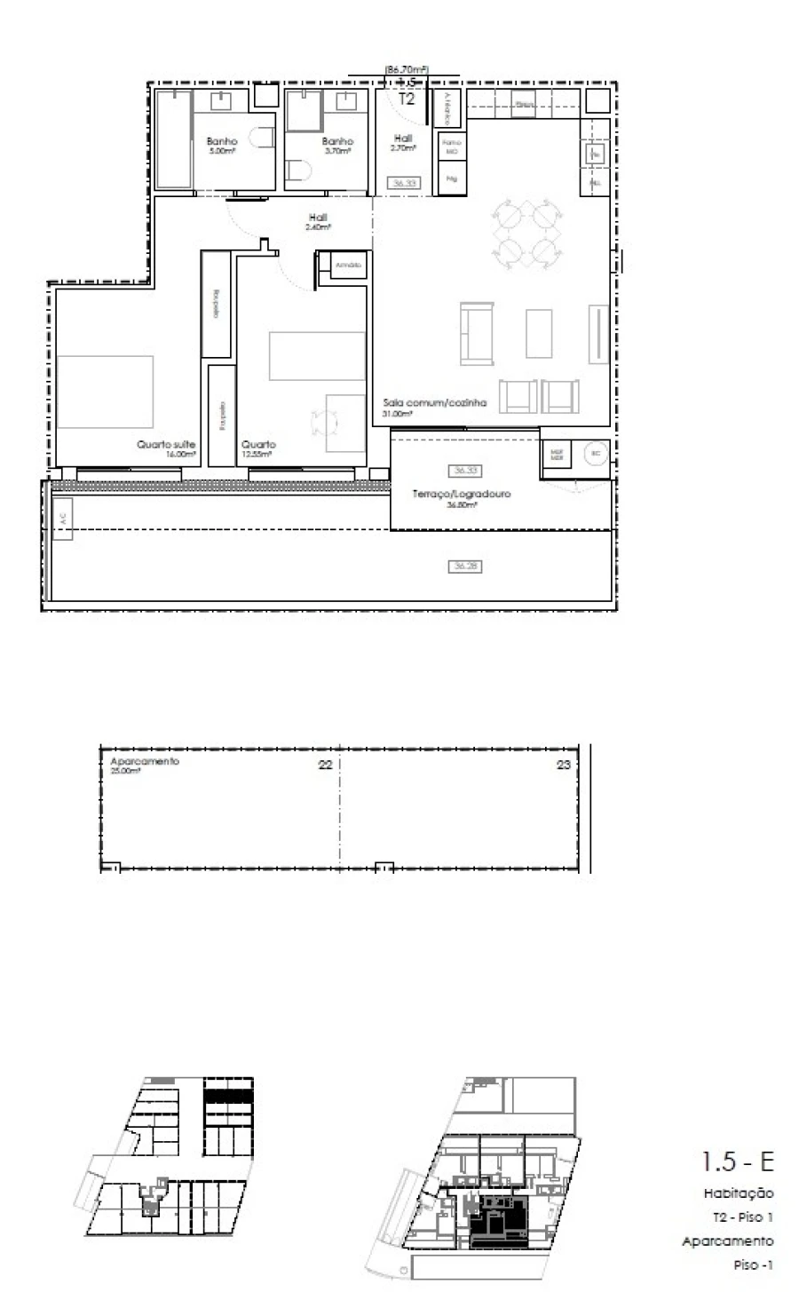 Apartamento T2 para Venda em Gulpilhares e Valadares Planta 1