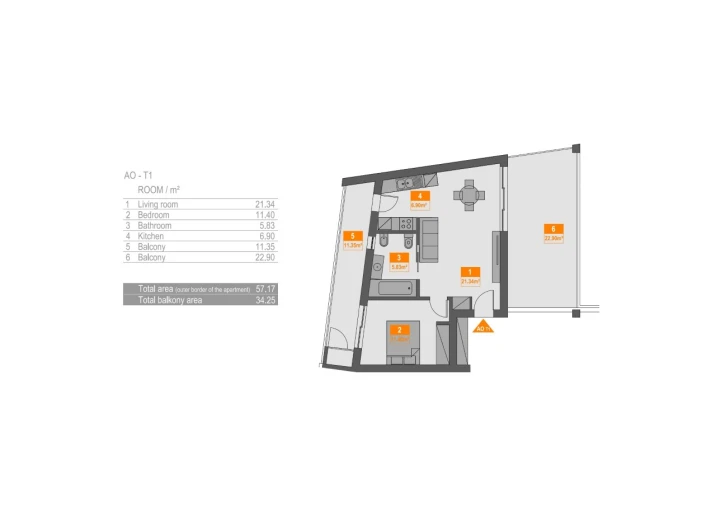 Apartamento T1 para Venda em Portimão Planta 1