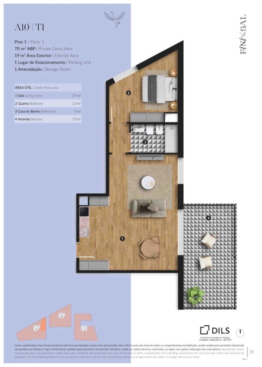 Apartamento T1 para Venda em Santa Maria do Castelo e Santiago e Santa Susana Planta 1