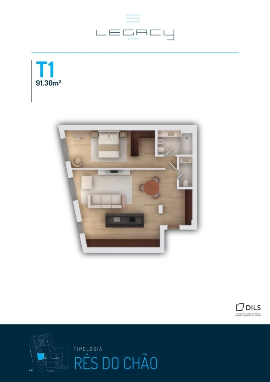 Apartamento T1 para Venda em Vila do Conde Planta 1