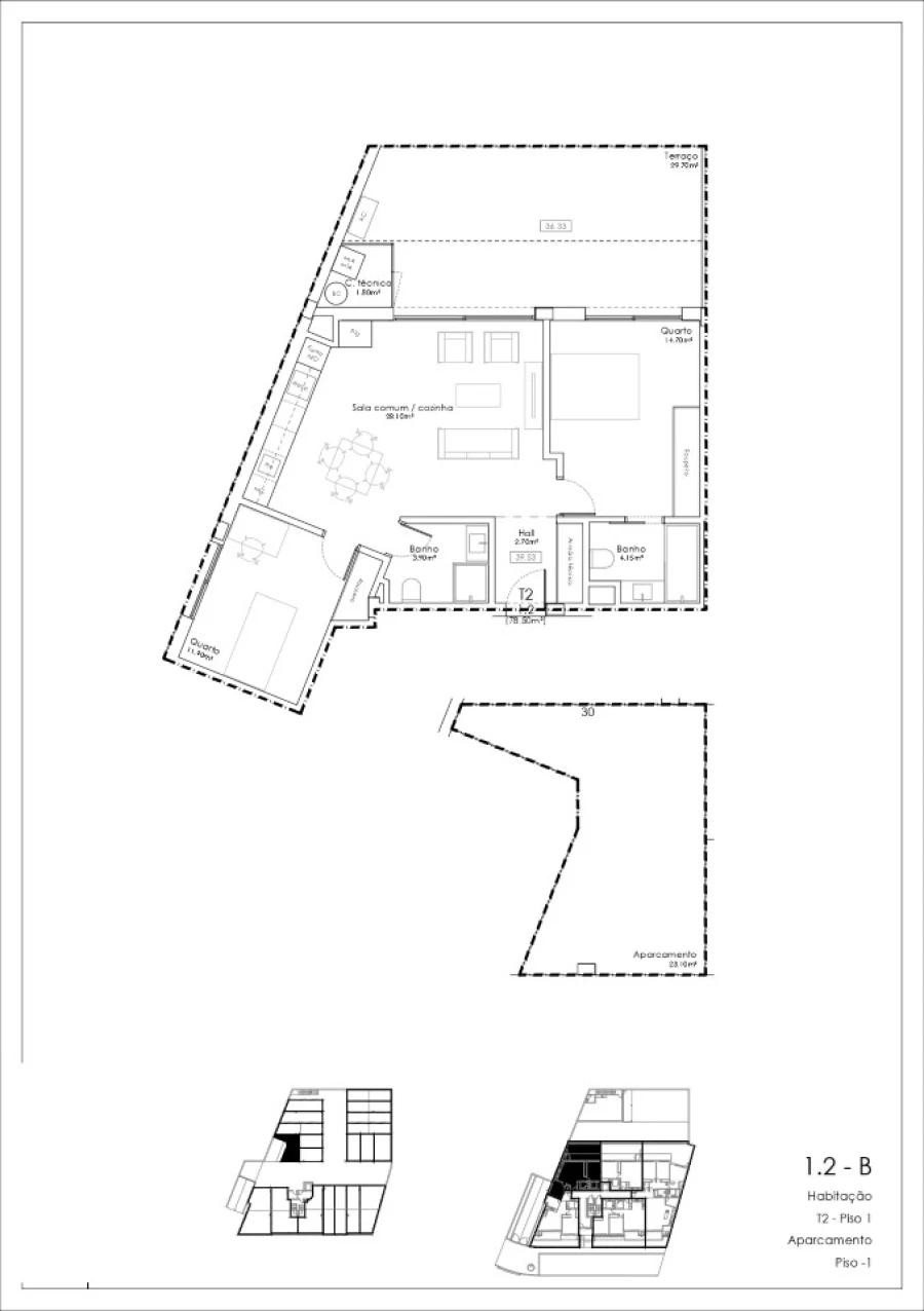 Apartamento T2 para Venda em Gulpilhares e Valadares Planta 1
