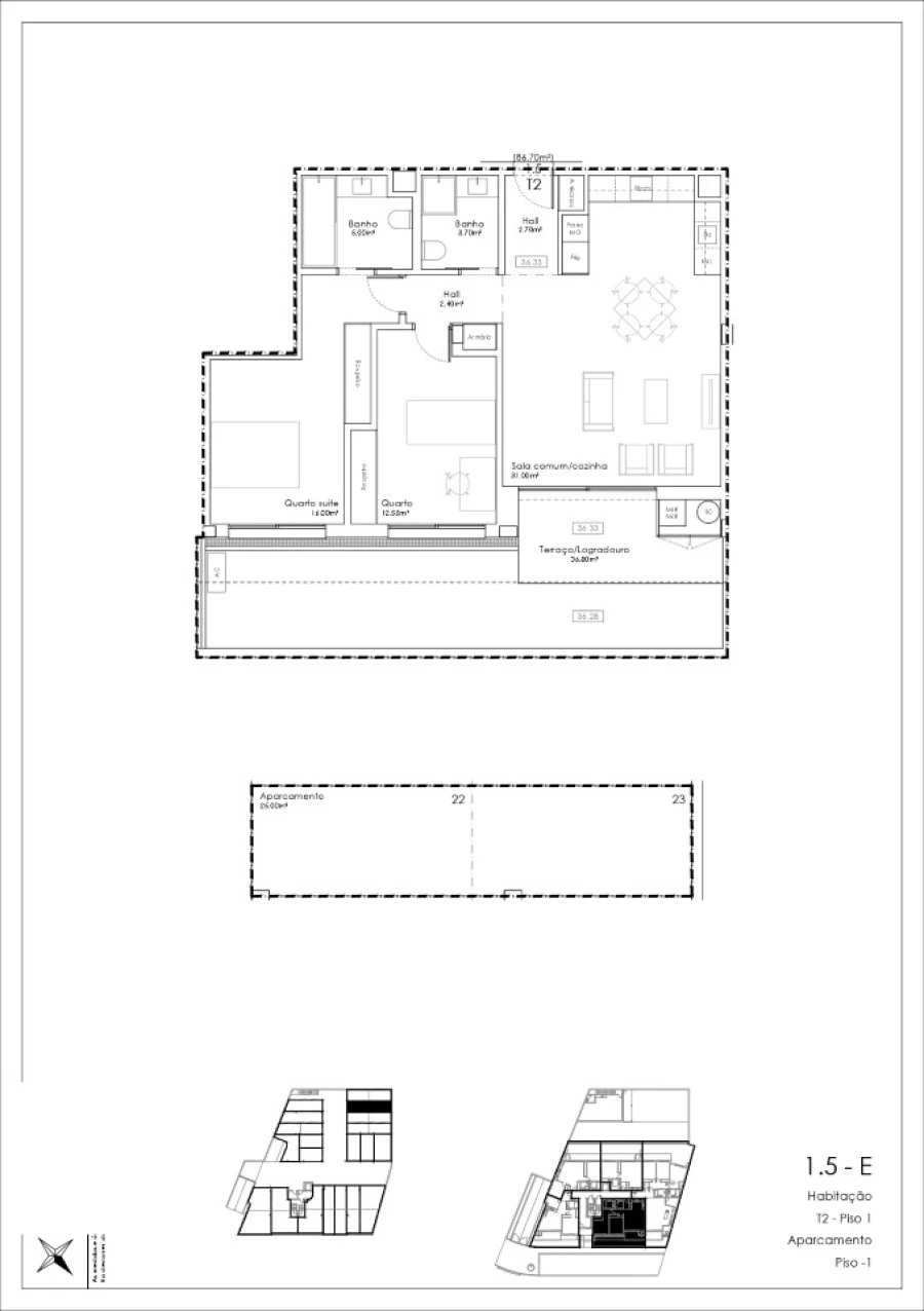 Apartamento T2 para Venda em Gulpilhares e Valadares Planta 1