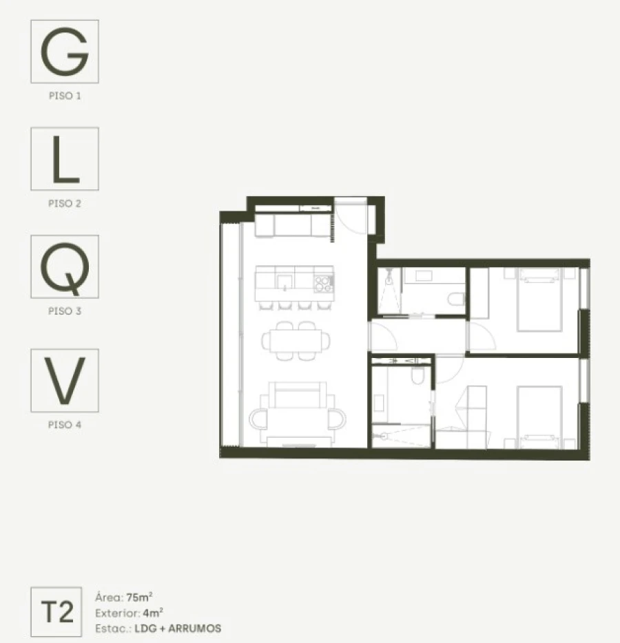 Apartamento T2 para Venda em Matosinhos e Leça da Palmeira Planta 1