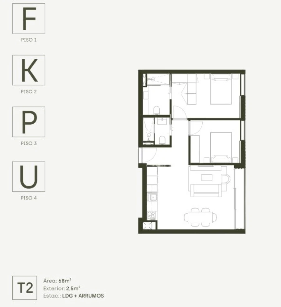 Apartamento T2 para Venda em Matosinhos e Leça da Palmeira Planta 1