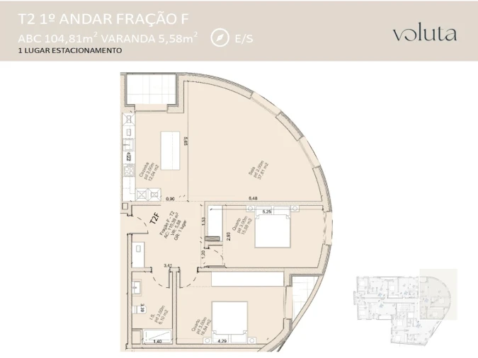 Apartamento T2 para Venda em Santa Clara e Castelo Viegas Planta 1