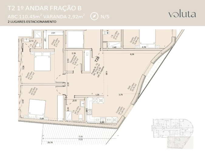Apartamento T2 para Venda em Santa Clara e Castelo Viegas Planta 1
