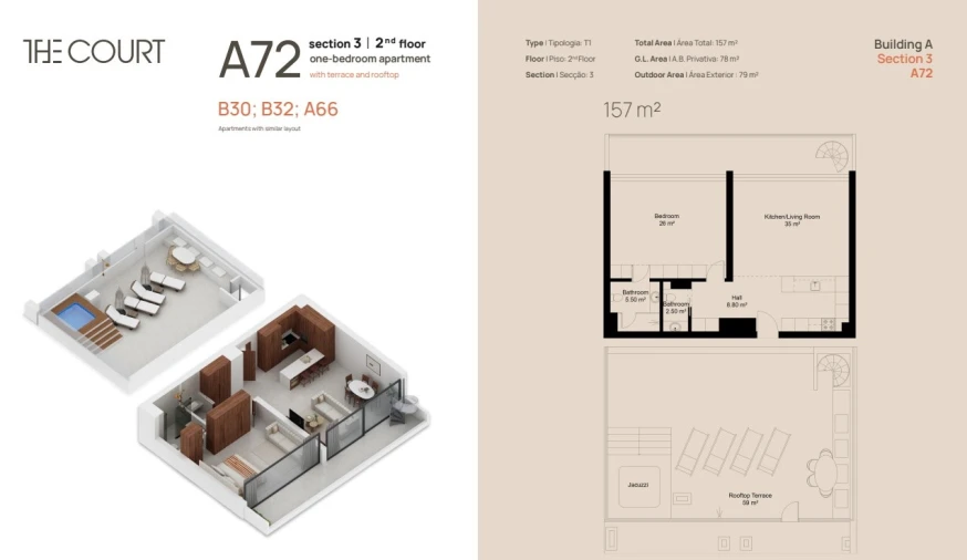 Apartamento T1 para Venda em Lagoa e Carvoeiro Planta 1