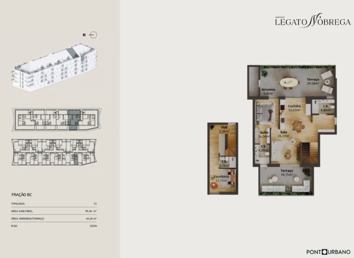Apartamento T2 para Venda em Glória e Vera Cruz Planta 1