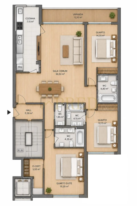 Apartamento T3 para Venda em Canidelo