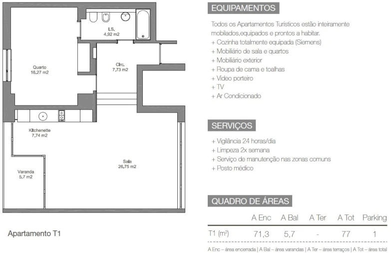 Apartamento T1 para Venda em Carvalhal Planta 1