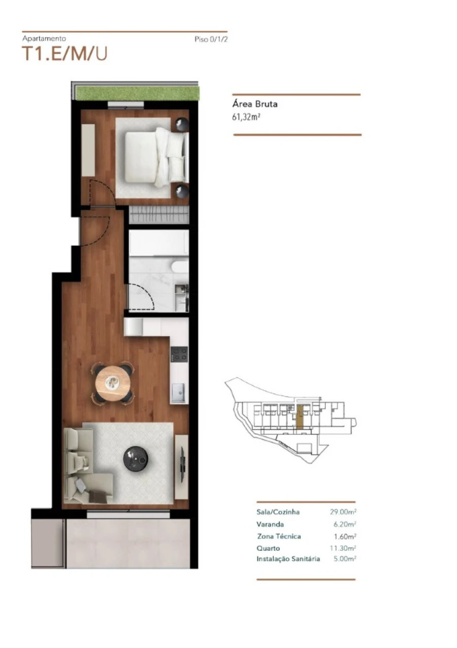 Apartamento T1 para Venda em Funchal (Santa Luzia) Planta 1