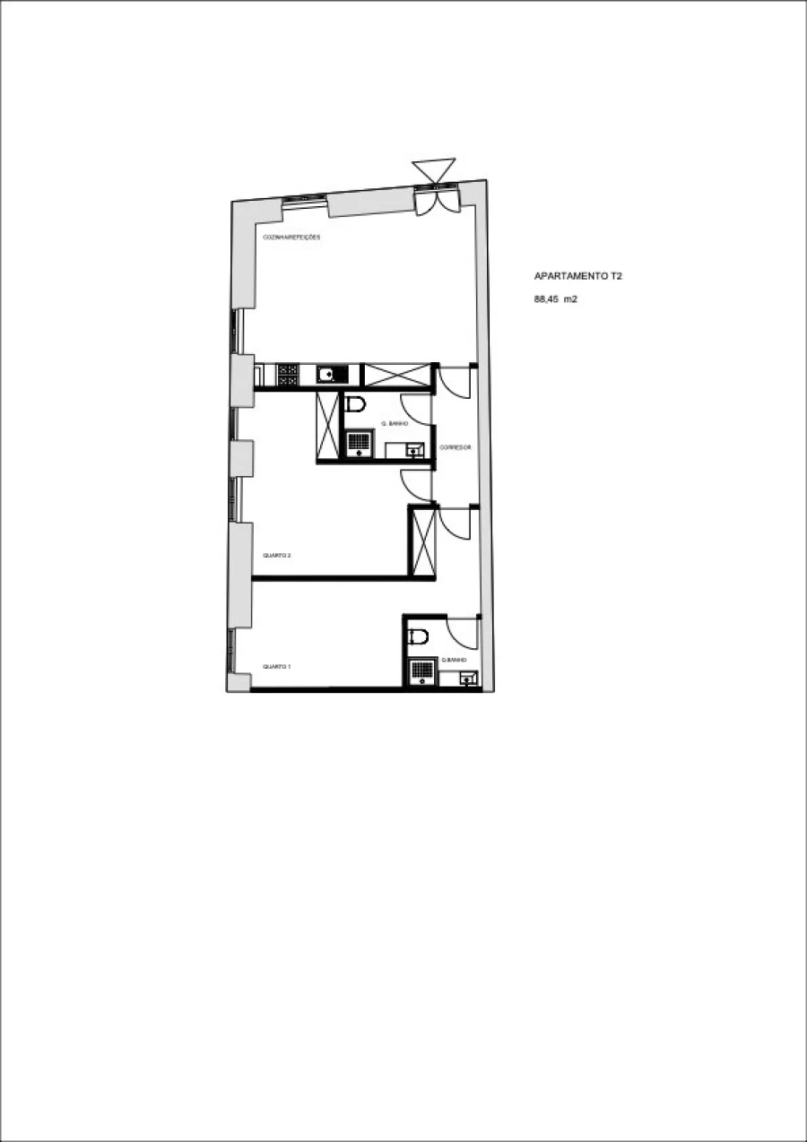 Apartamento T2 para Venda em Aldoar, Foz do Douro e Nevogilde Planta 1