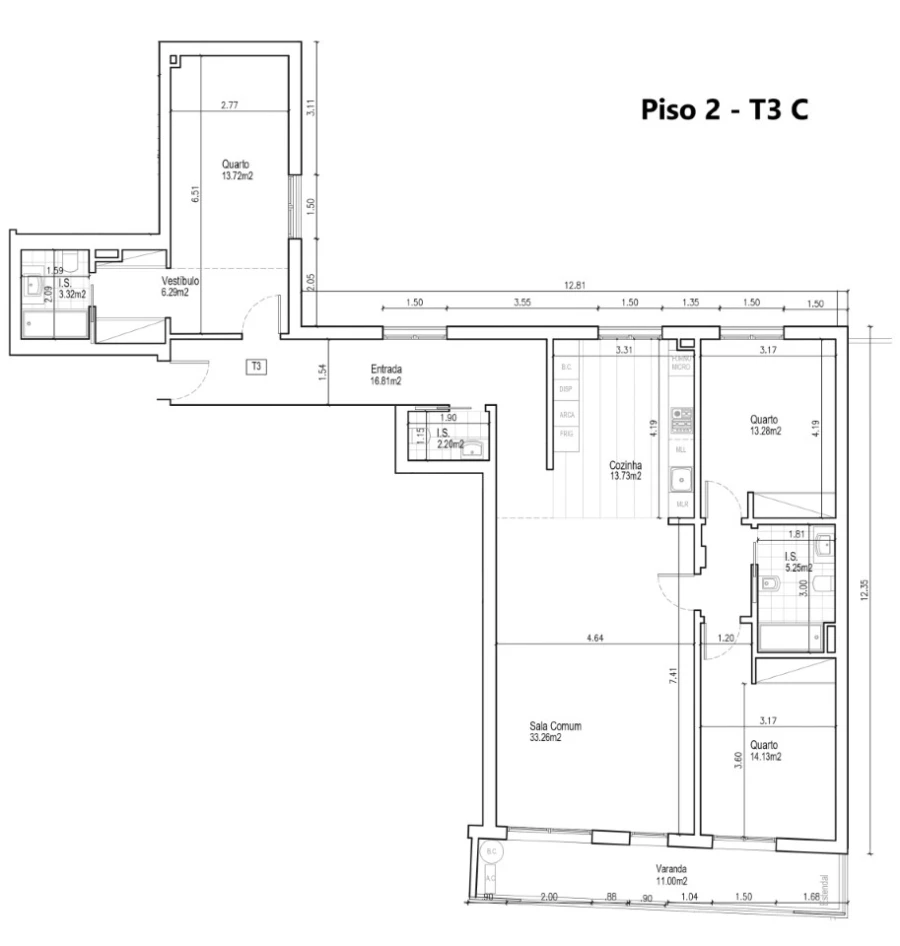 Apartamento T3 para Venda em Ramada e Caneças Planta 1
