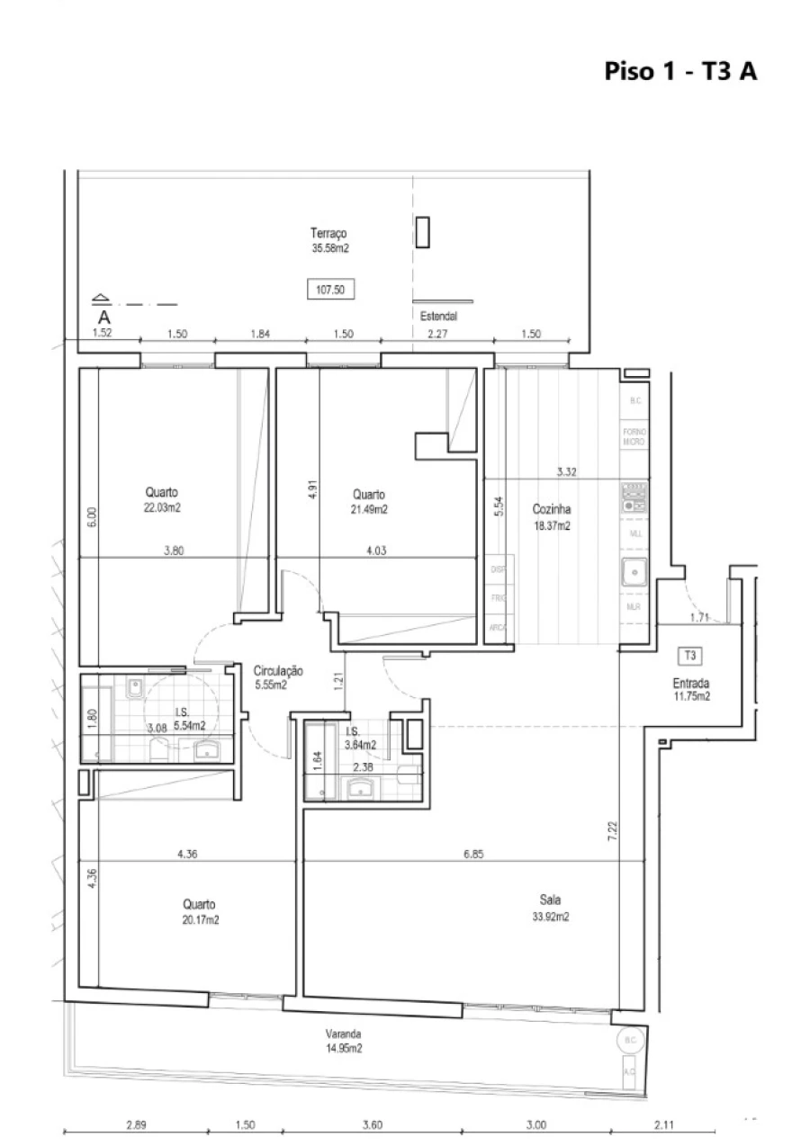 Apartamento T3 para Venda em Ramada e Caneças Planta 1