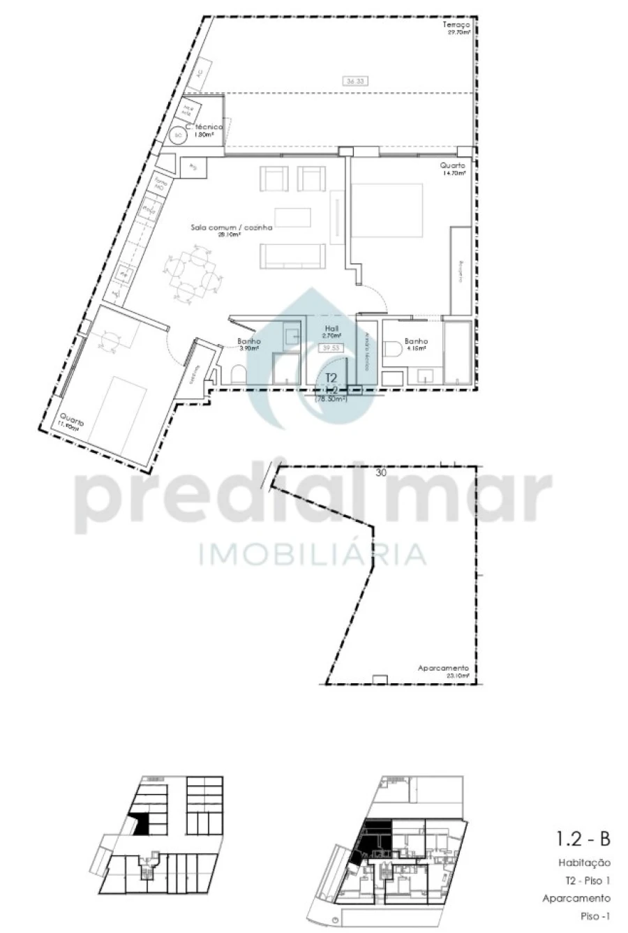 Apartamento T2 para Venda em Gulpilhares e Valadares Planta 1