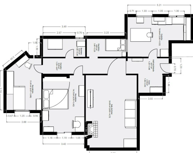Apartamento T2 para Venda em Santa Maria, São Pedro e Matacães Planta 1