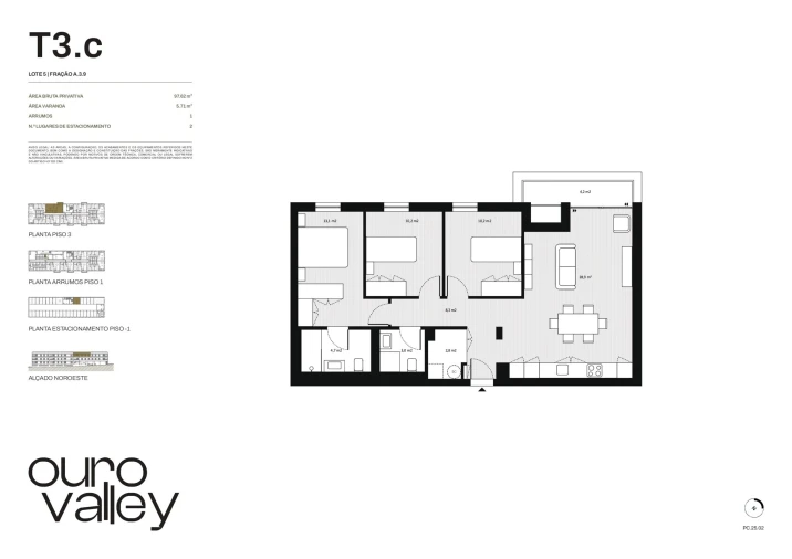 Apartamento T3 para Venda em Rio Tinto Planta 1