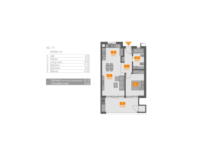 Apartamento T1 para Venda em Portimão Planta 1