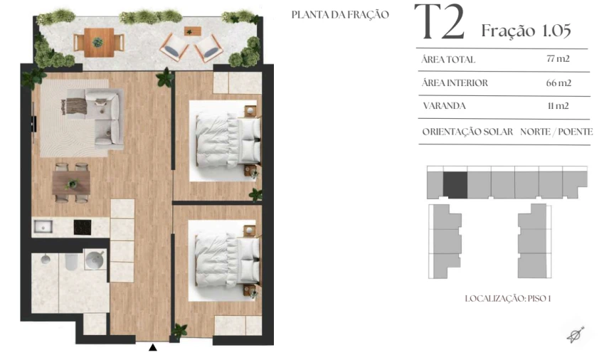 Apartamento T2 para Venda em Vilar de Andorinho Planta 1
