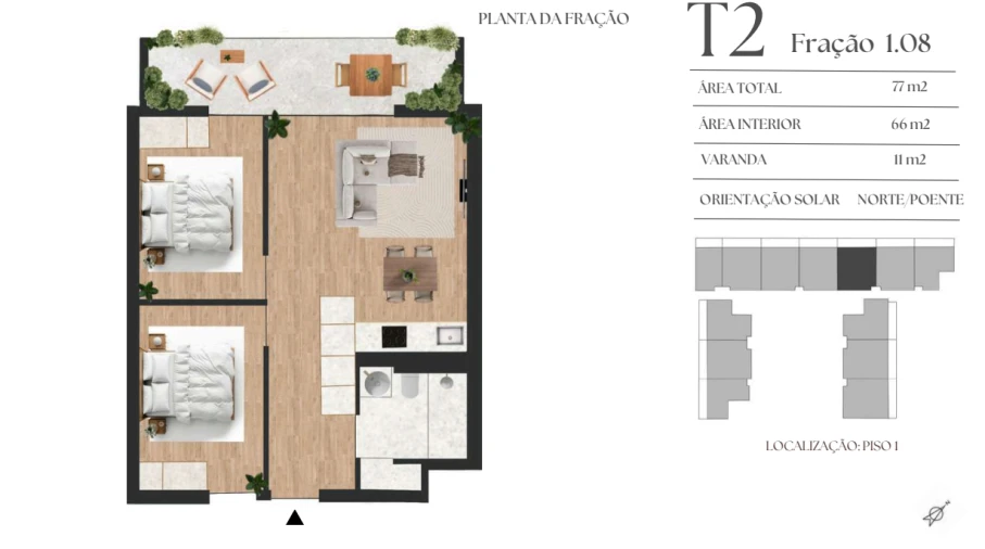 Apartamento T2 para Venda em Vilar de Andorinho Planta 1