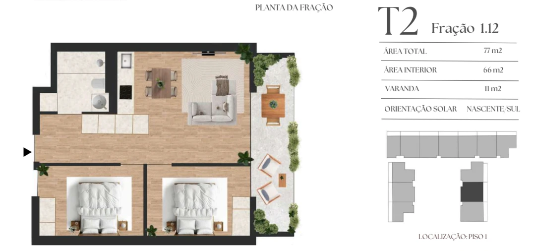 Apartamento T2 para Venda em Vilar de Andorinho Planta 1