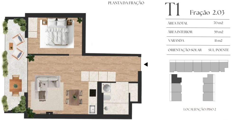 Apartamento T1 para Venda em Vilar de Andorinho Planta 1