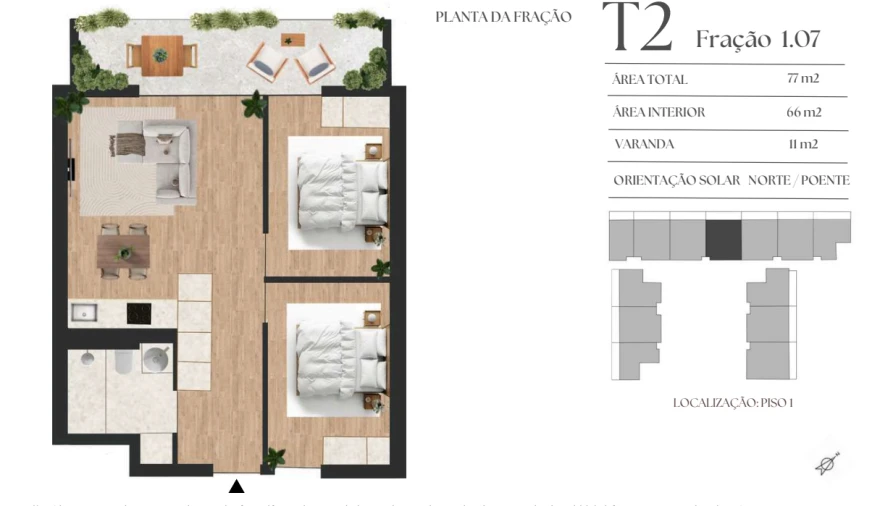Apartamento T2 para Venda em Vilar de Andorinho Planta 1