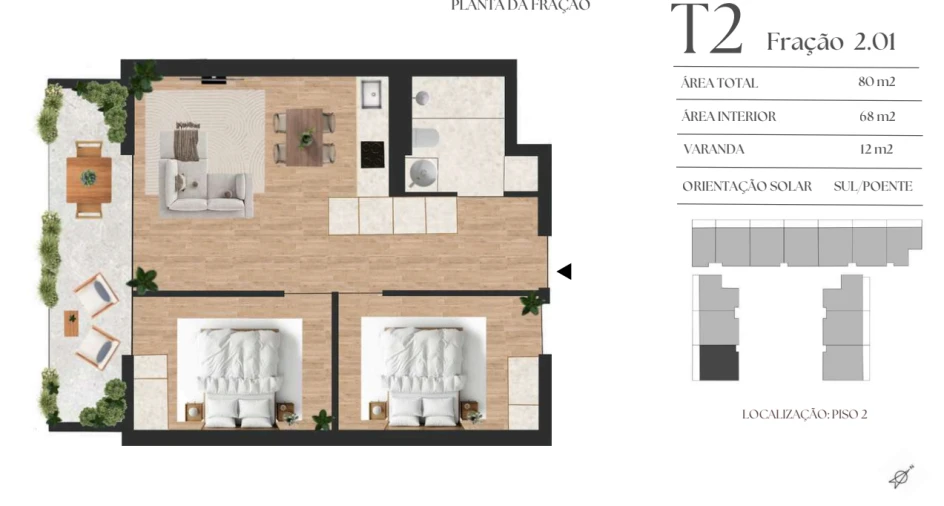 Apartamento T2 para Venda em Vilar de Andorinho Planta 1