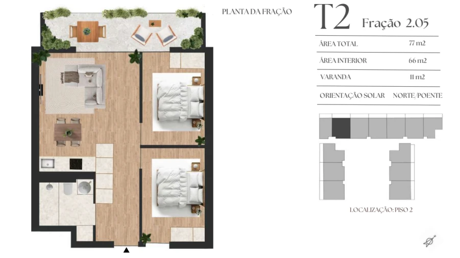 Apartamento T2 para Venda em Vilar de Andorinho Planta 1