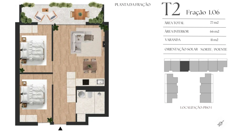 Apartamento T2 para Venda em Vilar de Andorinho Planta 1