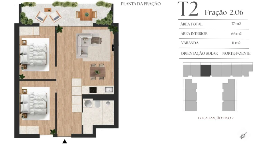 Apartamento T2 para Venda em Vilar de Andorinho Planta 1