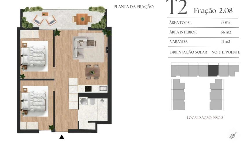 Apartamento T2 para Venda em Vilar de Andorinho Planta 1