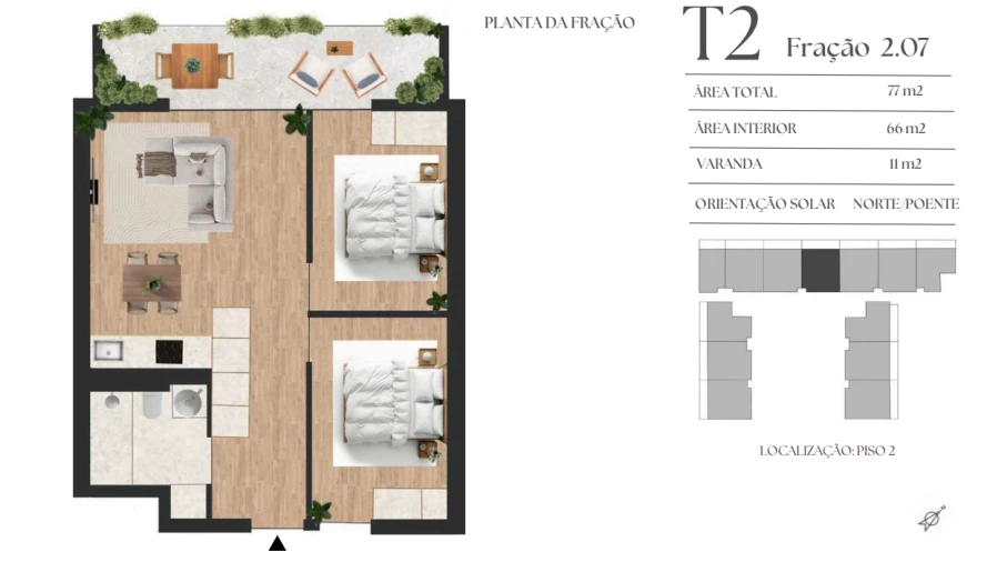 Apartamento T2 para Venda em Vilar de Andorinho Planta 1