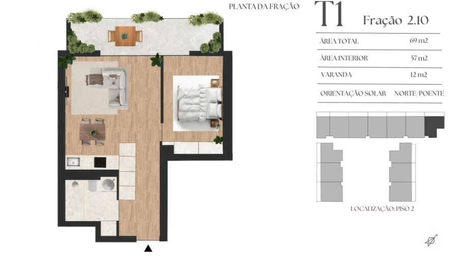 Apartamento T1 para Venda em Vilar de Andorinho Planta 1