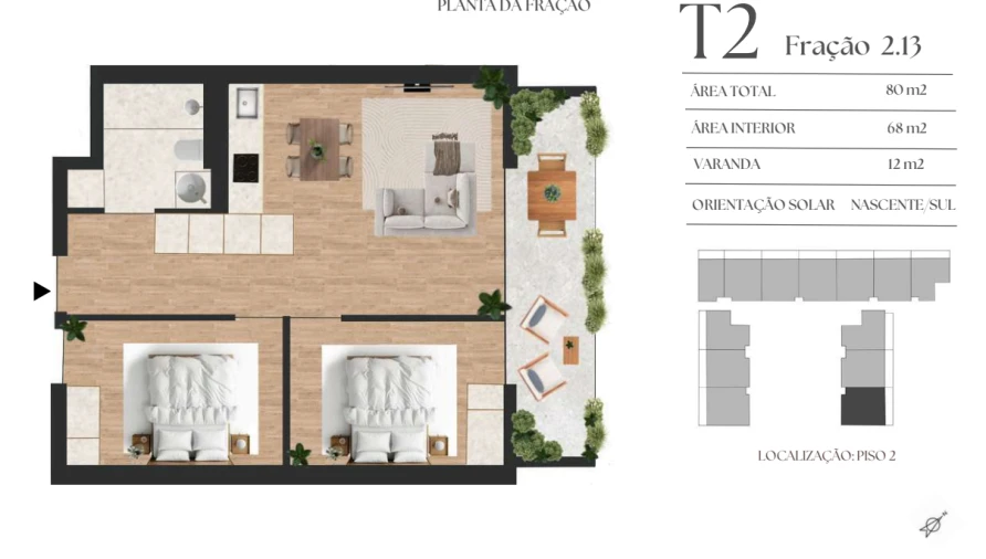Apartamento T2 para Venda em Vilar de Andorinho Planta 1