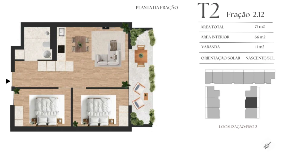 Apartamento T2 para Venda em Vilar de Andorinho Planta 1