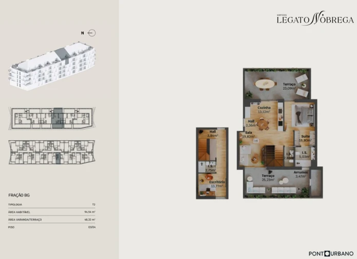 Apartamento T2 para Venda em Glória e Vera Cruz Planta 1