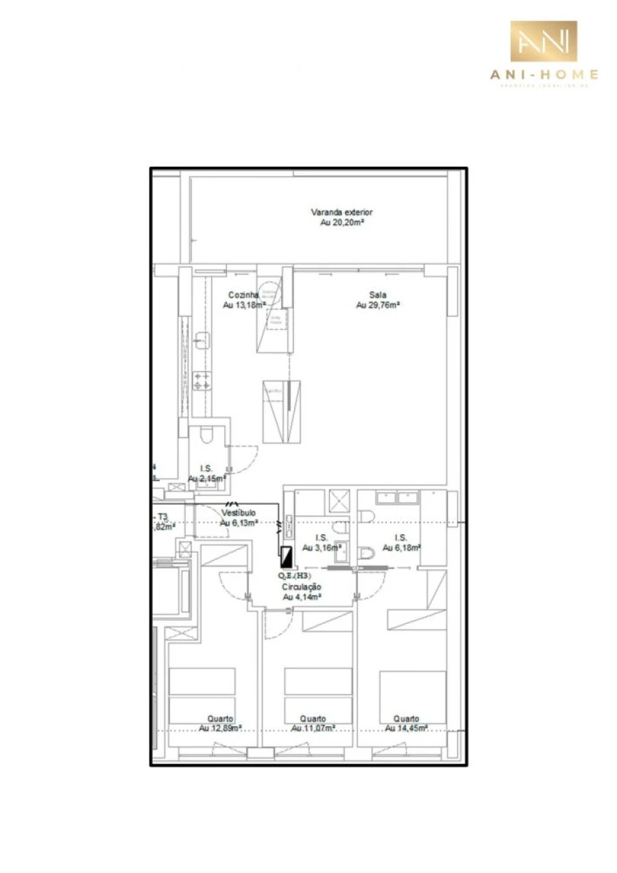 Apartamento T3 para Venda em Matosinhos e Leça da Palmeira Planta 1