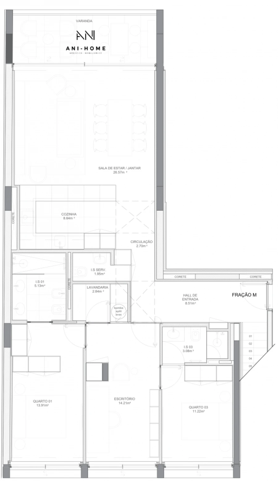 Apartamento T3 para Venda em Matosinhos e Leça da Palmeira Planta 1