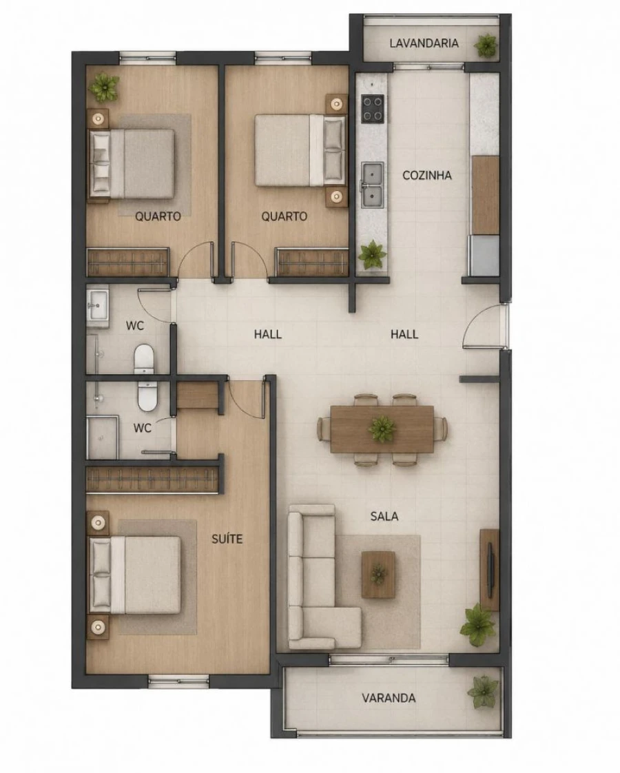 Apartamento T3 para Venda em Matosinhos e Leça da Palmeira Planta 1
