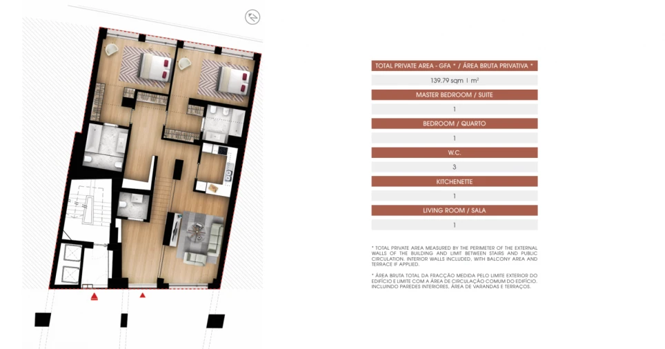 Apartamento T2 para Venda em Santo António Planta 1