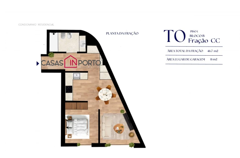 Apartamento T0 para Venda em Paranhos Planta 1