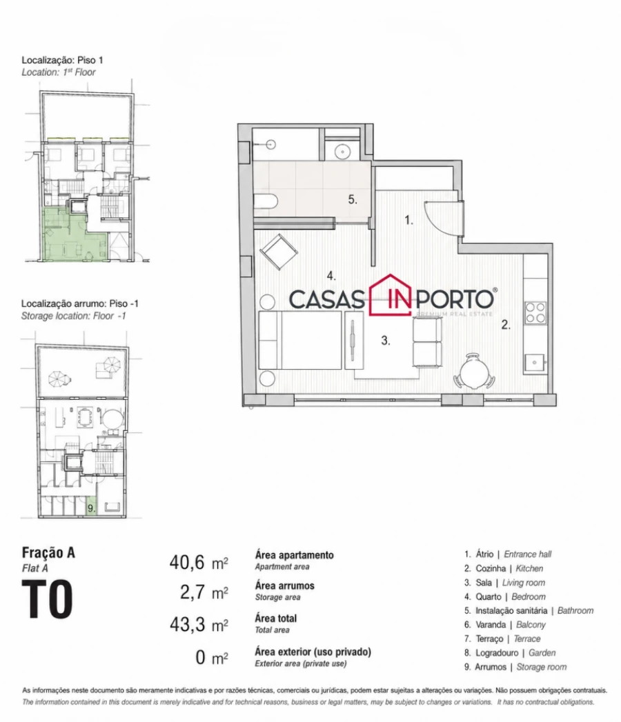 Apartamento T0 para Venda em Paranhos Planta 1