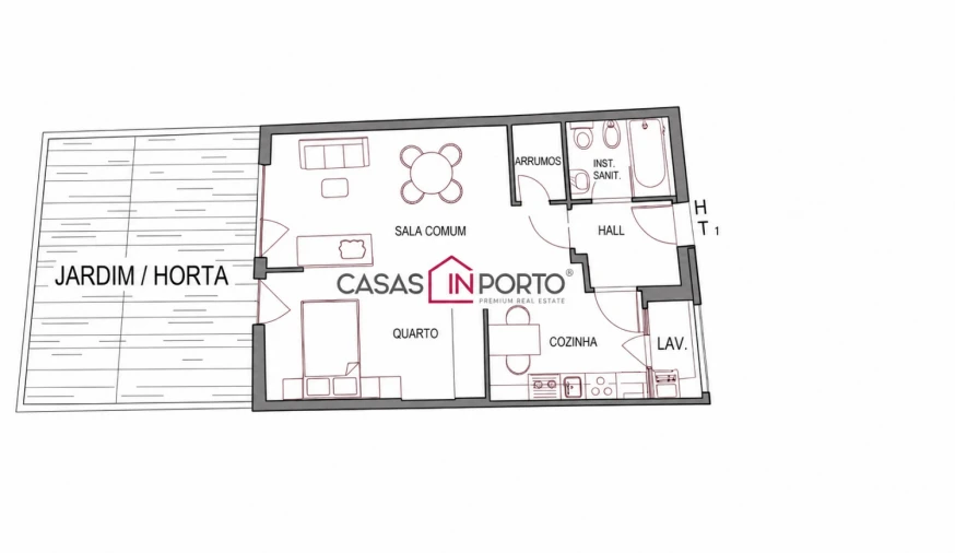 Apartamento T1 para Venda em Lordelo do Ouro e Massarelos Planta 1