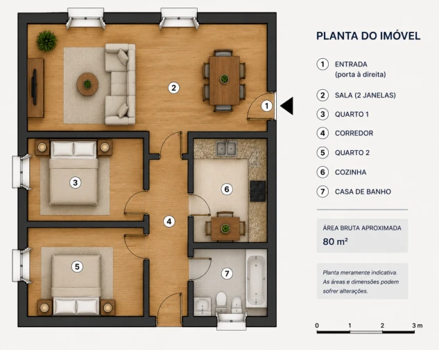 Apartamento T2 para Venda em São Vicente Planta 1